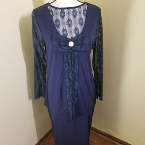 Preowned Navy Blue Party/Cocktail Dress/Unbranded/Size Large